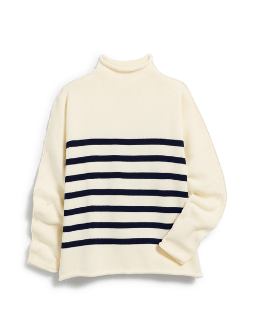 MONTEREY Cream with Navy Stripe, Pure Italian Cotton, view 4