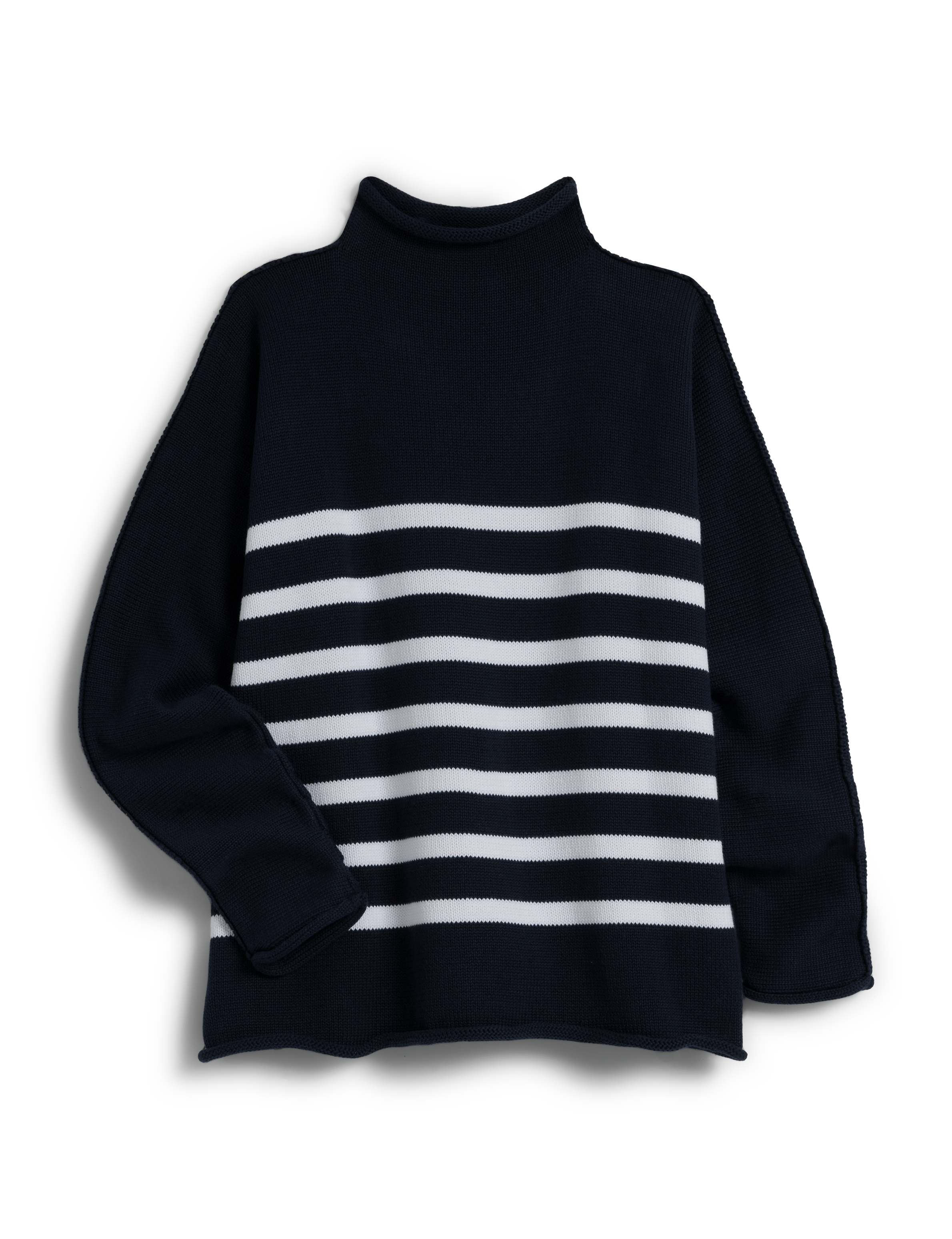 MONTEREY Marine with White Stripe, Pure Italian Cotton, front view