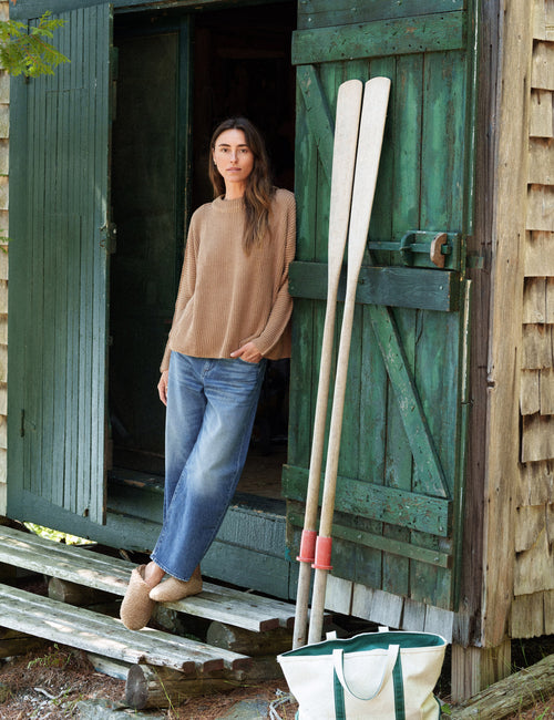 MONTECITO SWEATER Camel, Pure Italian Cotton, view 7