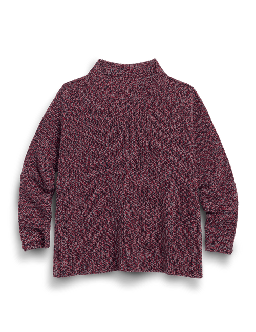 MONTECITO SWEATER Red and Navy Marl, Pure Italian Cotton, view 4
