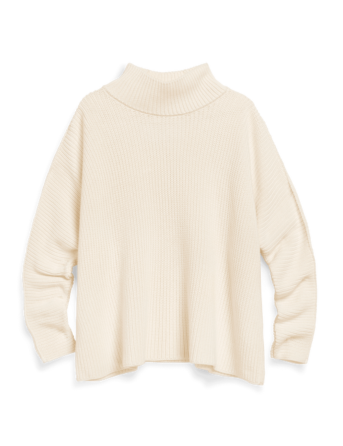 Beige ribbed sweater on a white background, view 6