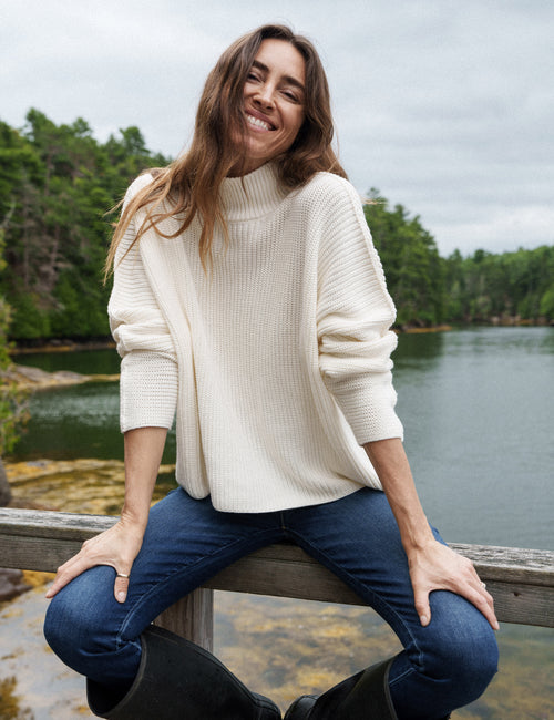 MONTECITO TURTLENECK Ivory, Pure Italian Cotton, view 4