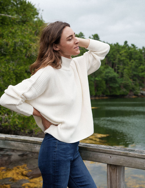 MONTECITO TURTLENECK Ivory, Pure Italian Cotton, view 5