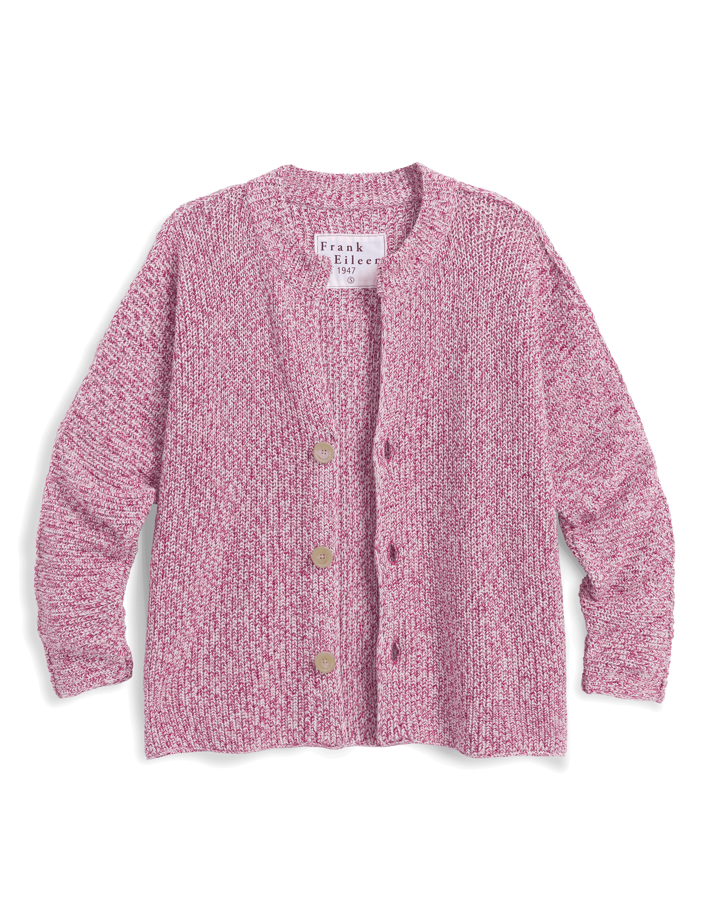 Pink cardigan with button details on a transparent background, view 4