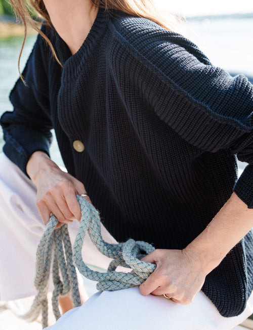 MONTECITO CARDIGAN Marine, Pure Italian Cotton, view 5