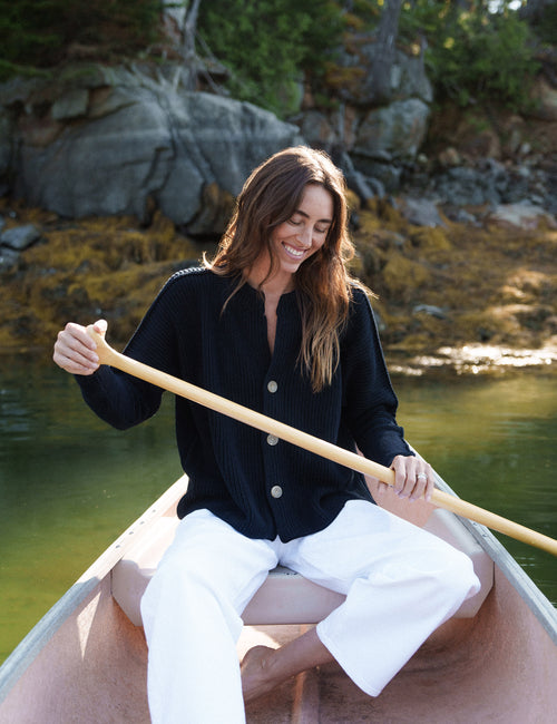 MONTECITO CARDIGAN Marine, Pure Italian Cotton, view 4
