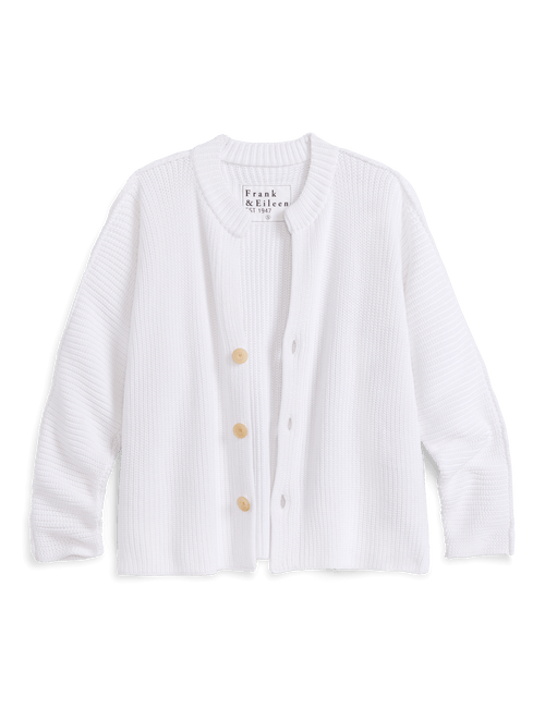 MONTECITO CARDIGAN White, Pure Italian Cotton, view 4