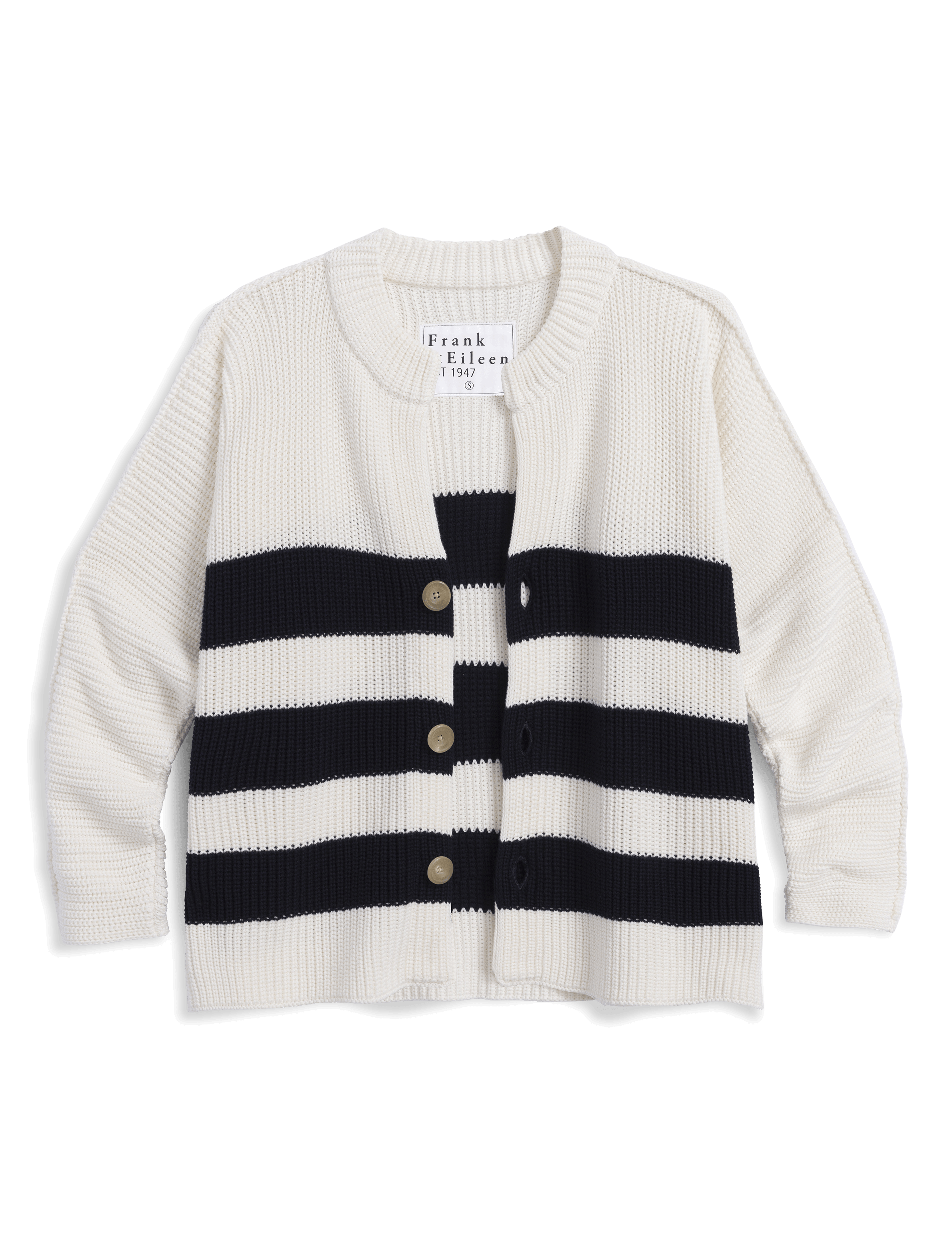 MONTECITO CARDIGAN White and Navy Stripe, Pure Italian Cotton, view 4