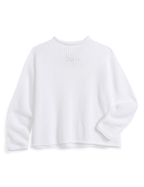 White textured sweater on a black background, view 4