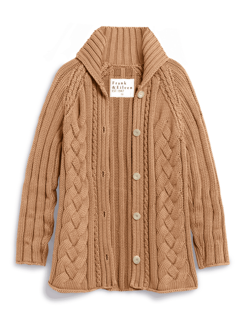 Brown knitted cardigan with buttons on a transparent background, view 4