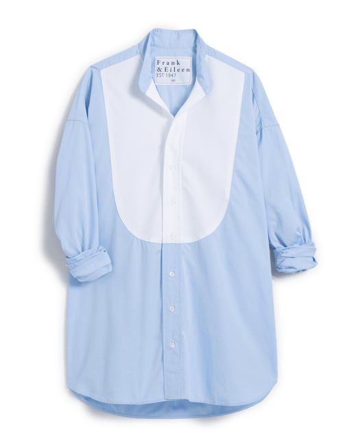 Frank & Eileen Collarless Buttondown | Blue | Size XXS