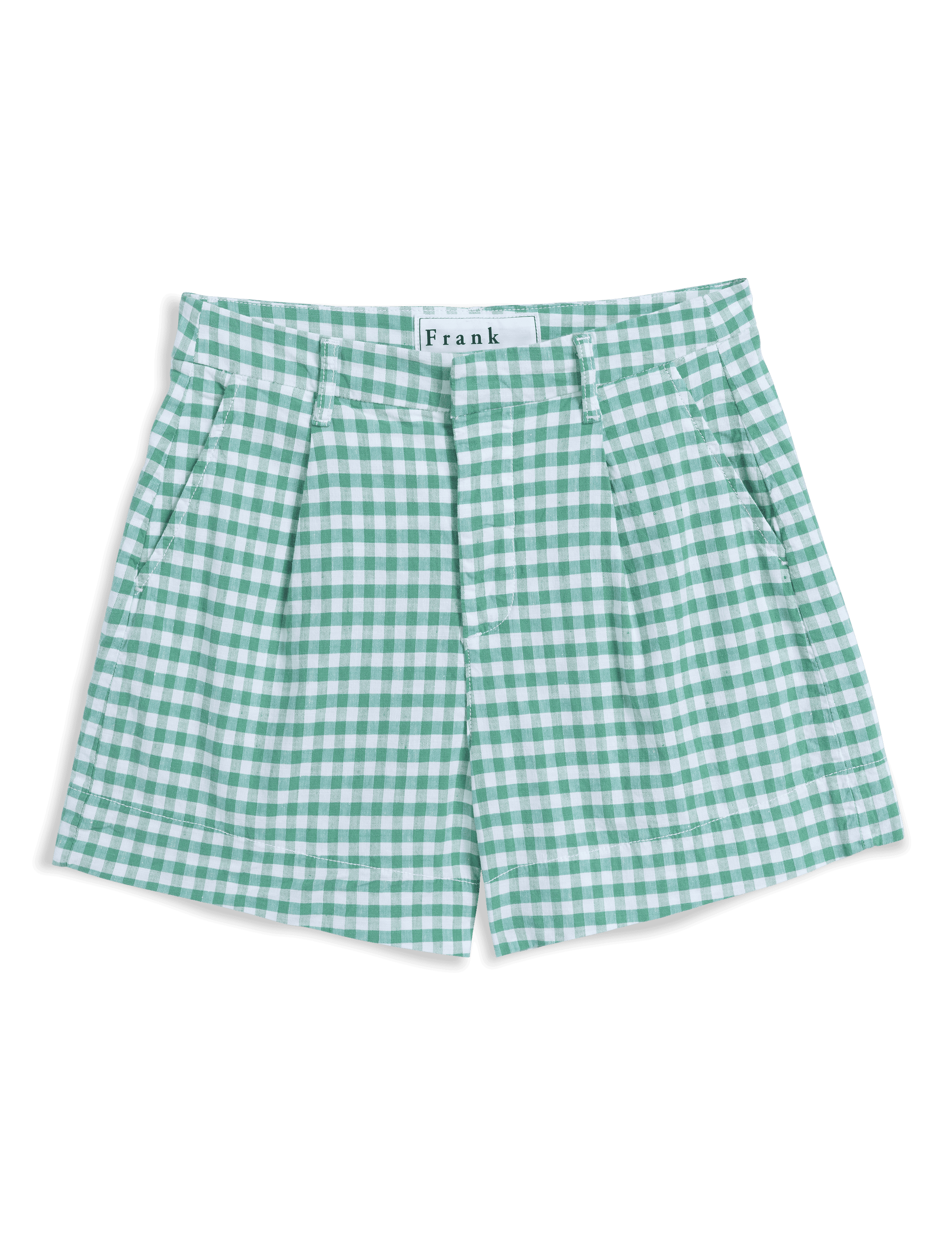 Green and white checkered shorts on a transparent background, view 4