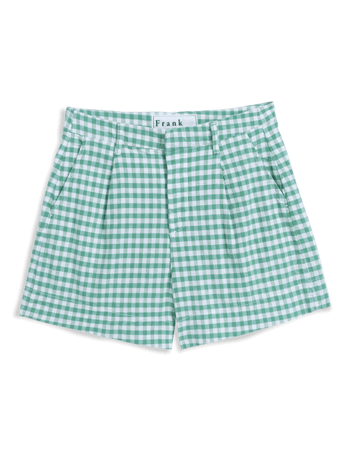 Green and white checkered shorts on a transparent background, view 4