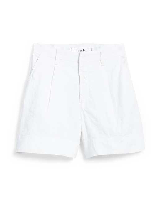 Flat front of White Frank & Eileen Waterford Walking Short in Italian Performance Linen, view 4
