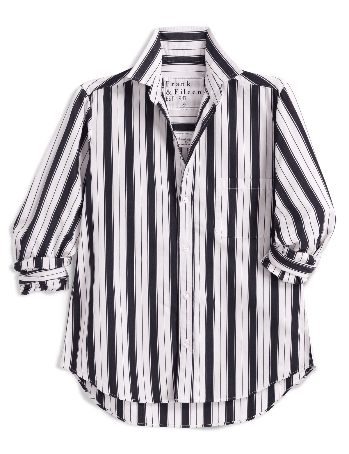 white and black striped dress shirt Waverly, NYC Button-Up Shirt, Stripe Down is cut from Adelaide Rose Floral A-line dry clean COLOR:Hunter