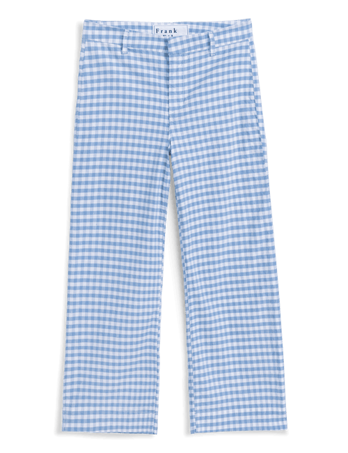 WEXFORD Blue Gingham, Italian Performance Linen, view 4