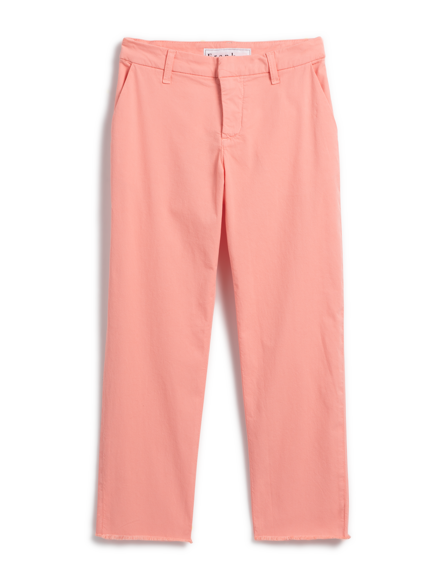 Flat front of Coral Pink Frank & Eileen Wicklow Italian Chino in Italian Performance Twill