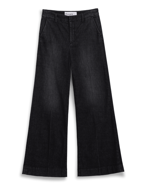 Black wide-leg jeans on a transparent background, view 4