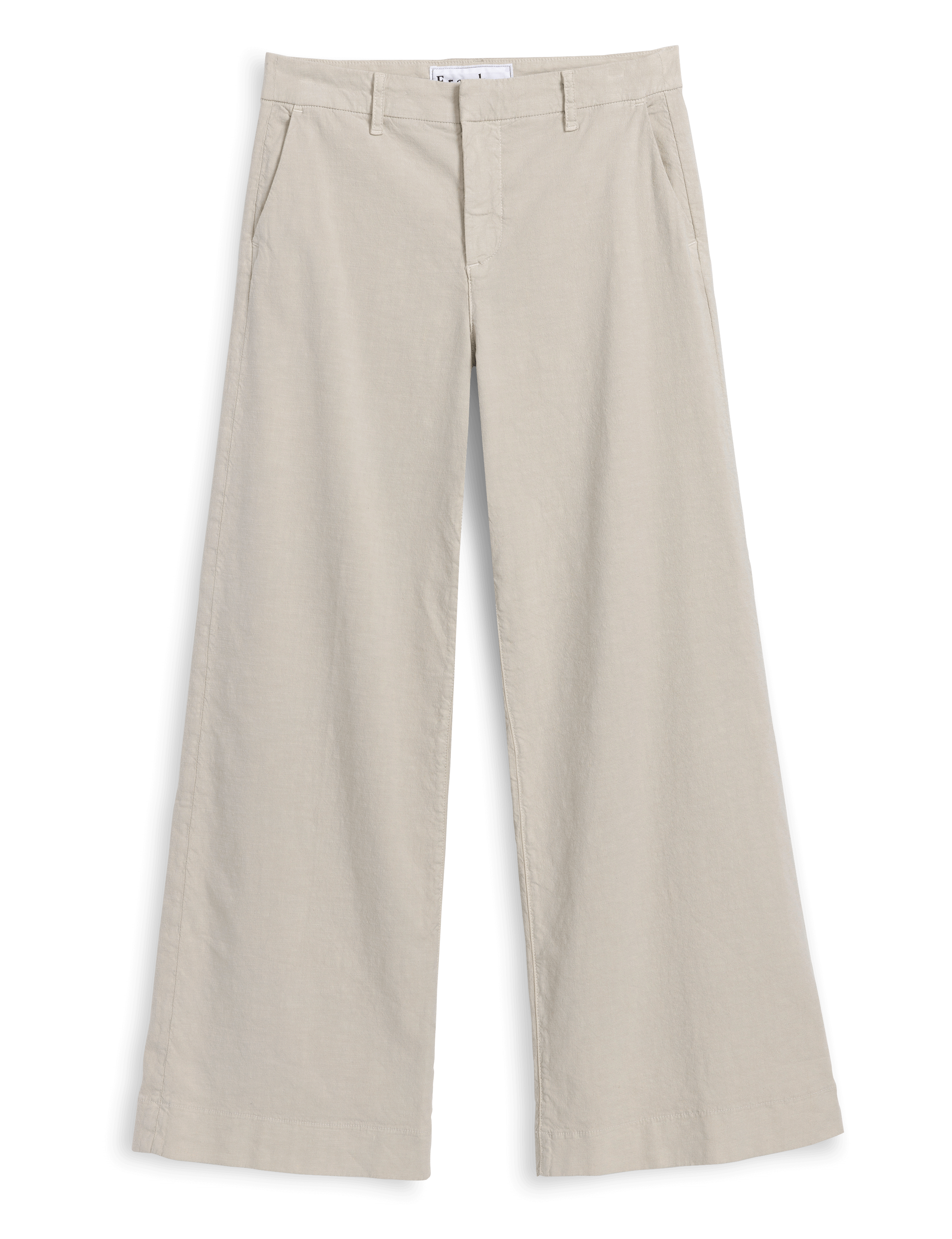 Beige wide-leg pants on a black background