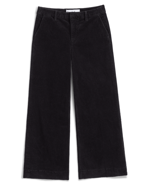 Black wide-leg pants made of corduroy fabric, shown flat against a white background., view 6