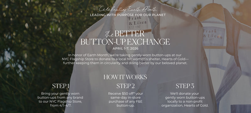 Promotional graphic for The Better Button Up Exchange event with text and a blurred background.
