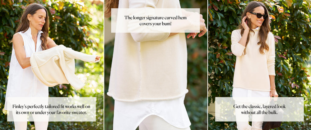 Finley, Sleeveless Layering Button-Up Shirt, White | Frank & Eileen