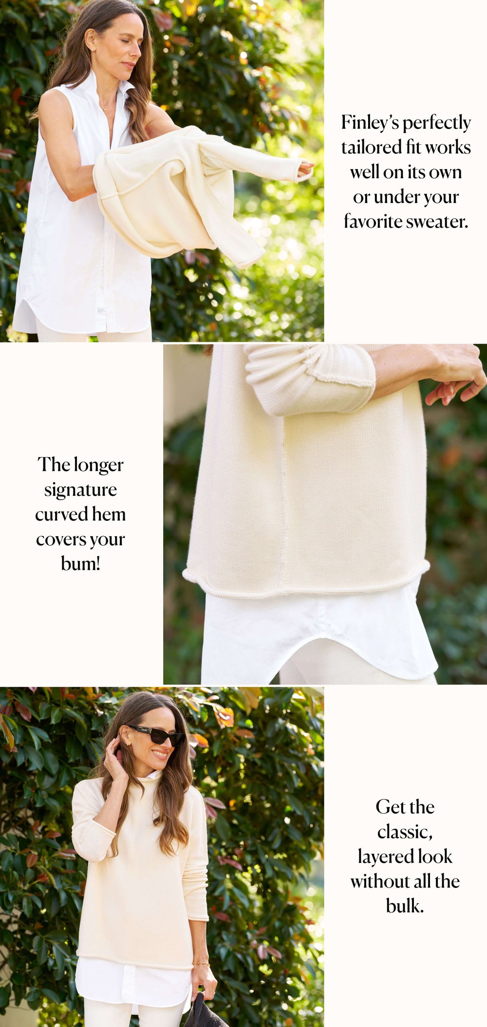 Finley, Sleeveless Layering Button-Up Shirt, White | Frank & Eileen