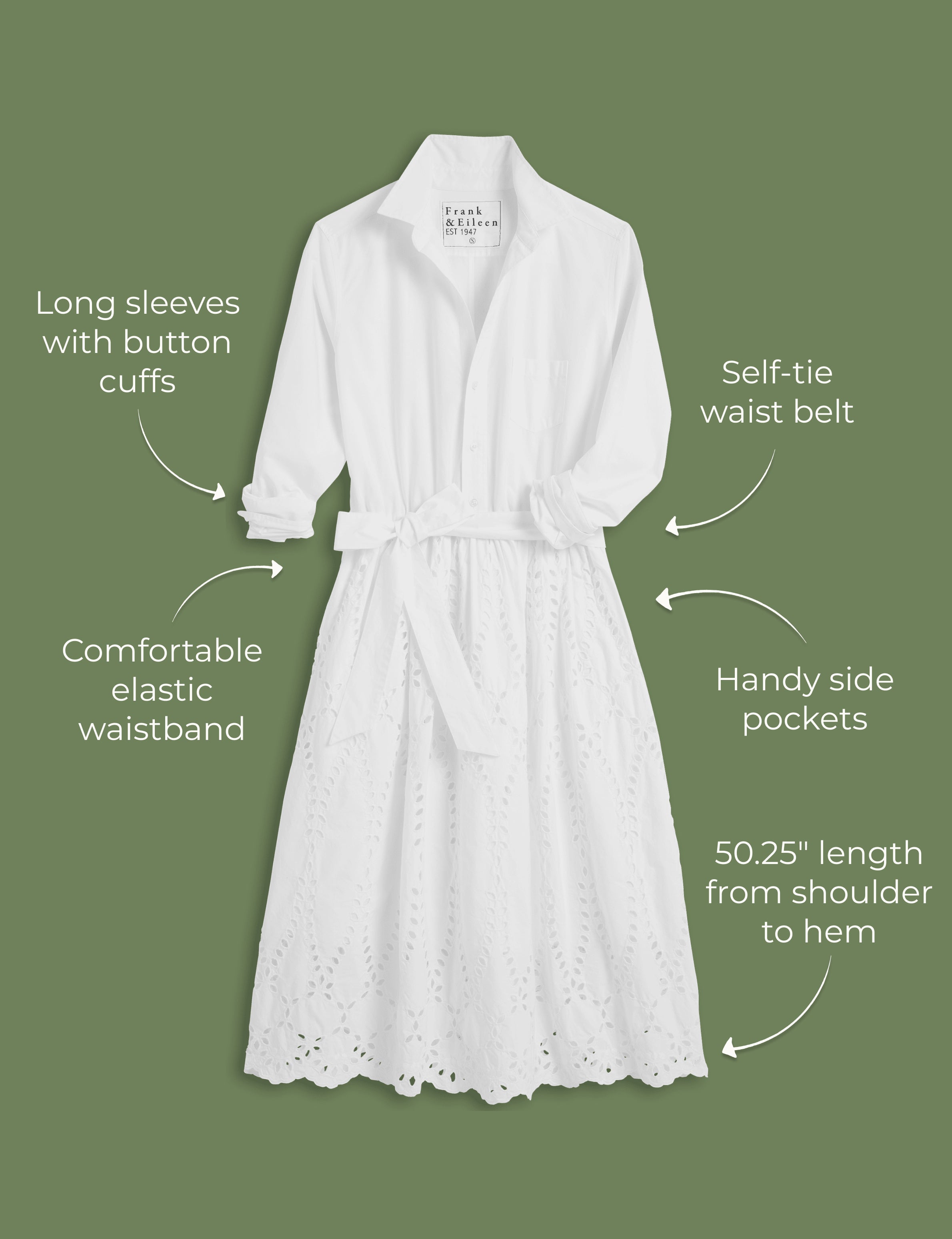 GRACE DRESS White, Eyelet Cotton