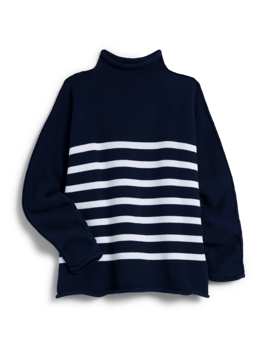 MONTEREY Navy with White Stripe, Pure Italian Cotton