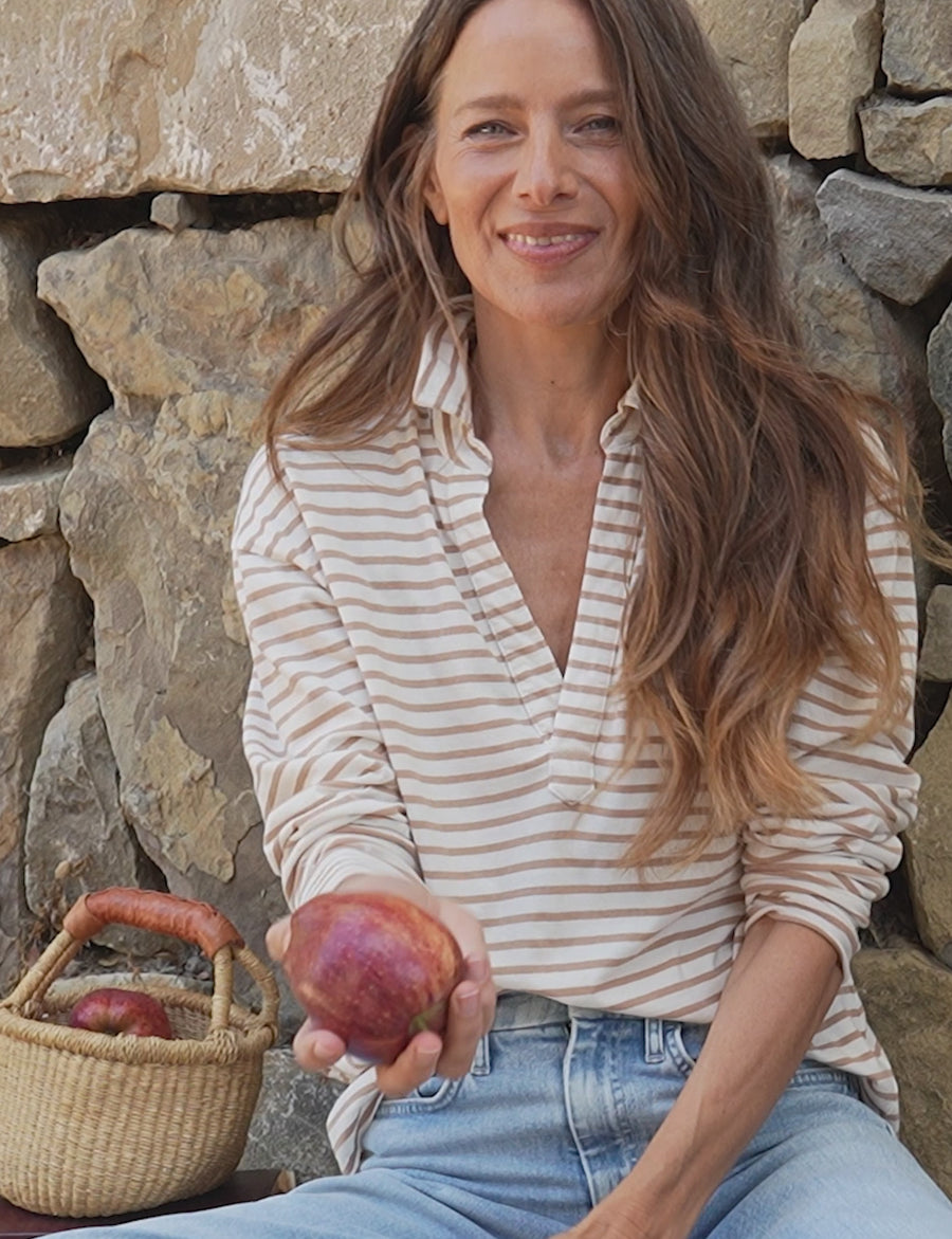 PATRICK Vintage White and Camel Stripe, Heritage Jersey