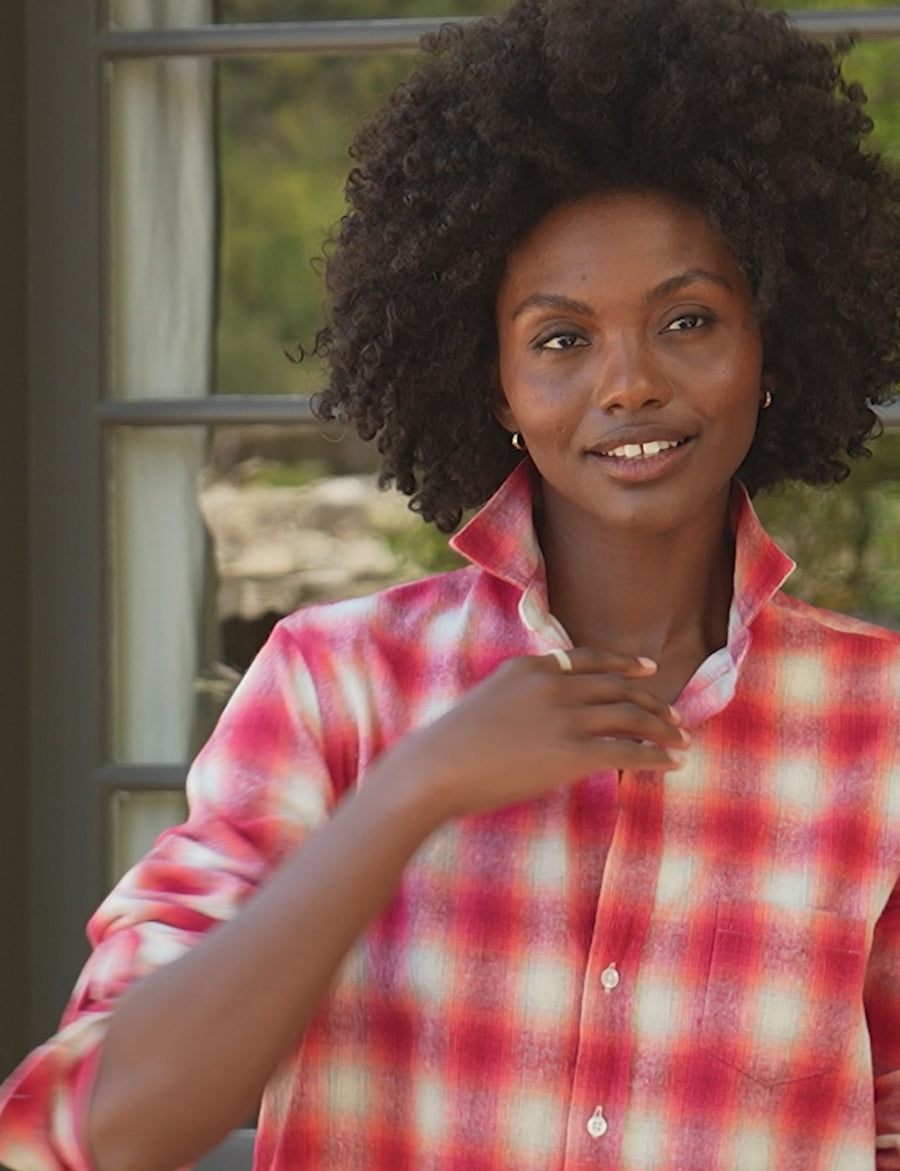 EILEEN Dark Pink and White Plaid, Italian Flannel