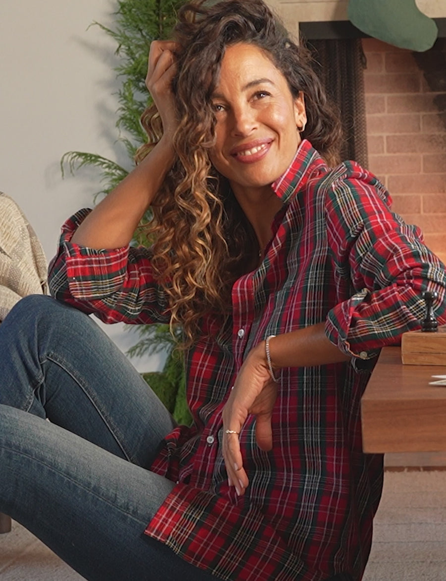 EILEEN Multicolor Red and Green Plaid, Italian Flannel