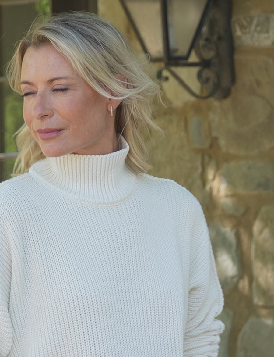 MONTECITO TURTLENECK Ivory, Pure Italian Cotton