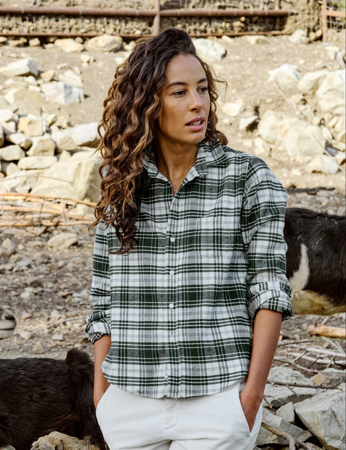 BARRY Green and White Plaid, Italian Flannel, front view