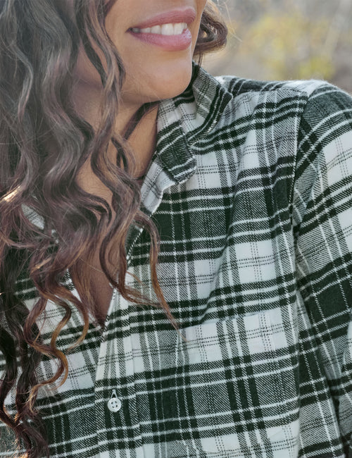BARRY Green and White Plaid, Italian Flannel, view 3
