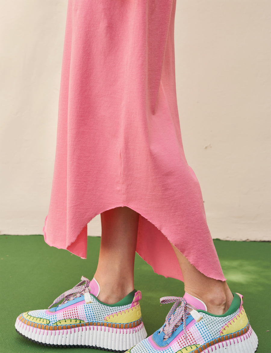 Detail of Pink Frank & Eileen Harper Perfect Tee Maxi Dress in Heritage Jersey