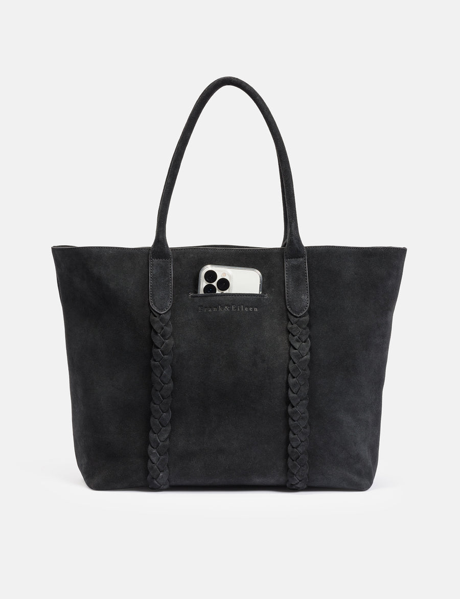 Black Frank & Eileen Lisa Hold Everything Tote with phone in pocket