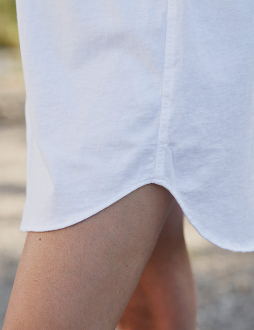 Lower hem of person wearing White Frank & Eileen Mary Classic Shirtdress in Heritage Jersey, view 3