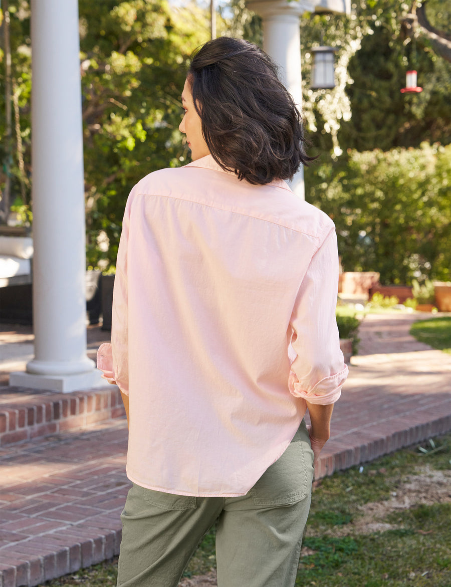 Back of person wearing Powder Frank & Eileen Eileen Relaxed Button-Up Shirt in Featherweight