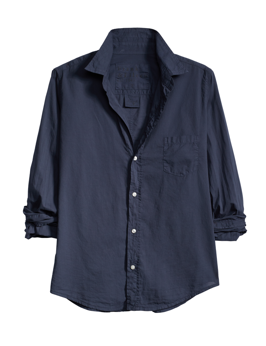 Flat shot of Navy Frank & Eileen Barry Tailored Button-Up Shirt in Featherweight