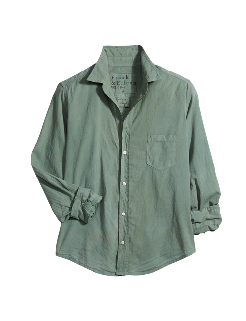 BARRY Washed Green, Italian Featherweight Poplin, front view