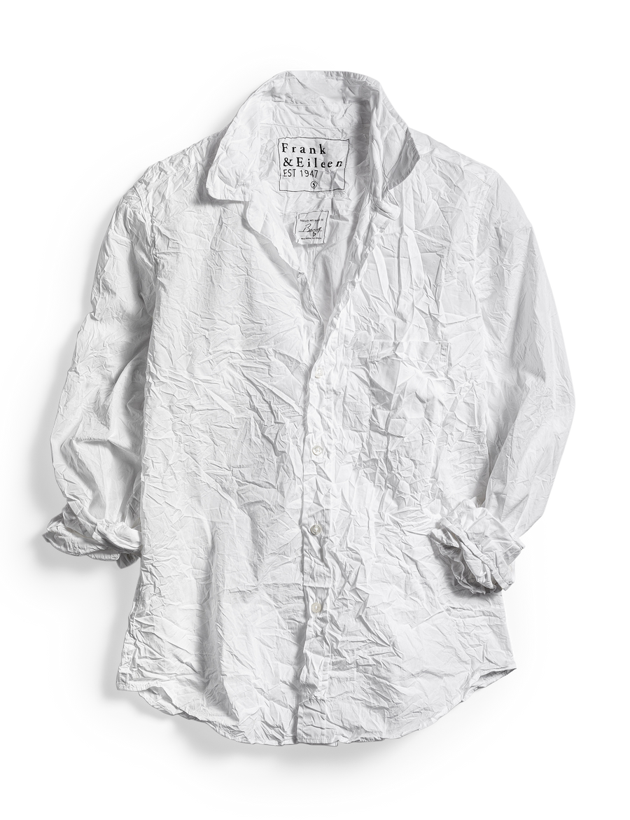 Flat shot of White Frank & Eileen Barry Tailored Button-Up Shirt in Signature Crinkle