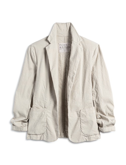 Flat front shot of Tan Frank & Eileen Dublin Tailored Blazer in Italian Performance Linen, view 4