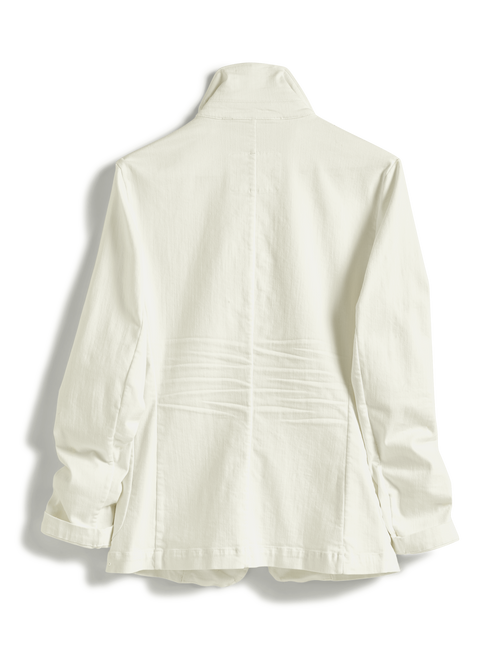 Flat back shot of White Frank & Eileen Dublin Tailored Blazer in Italian Performance Denim, view 4