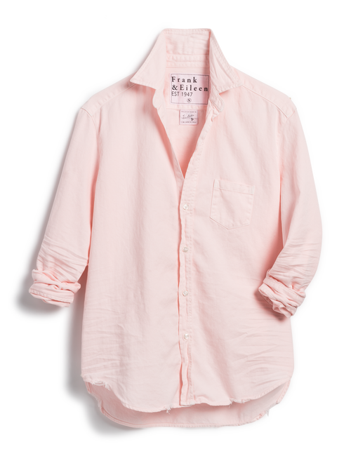 Flat front shot of Light Pink Frank & Eileen Eileen Relaxed Button-Up Shirt in Famous Denim, view 4