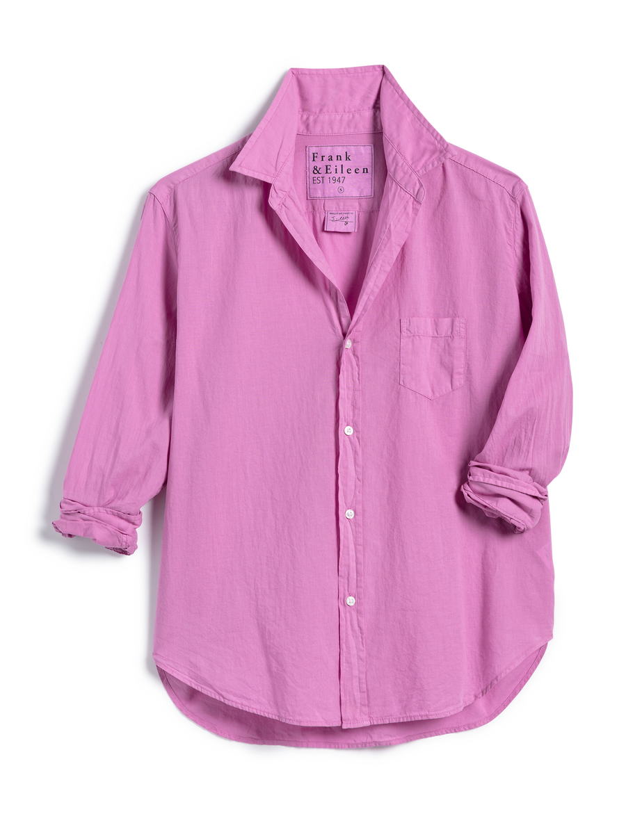 Flat front shot of Purple Frank & Eileen Eileen Relaxed Button-Up Shirt in Featherweight