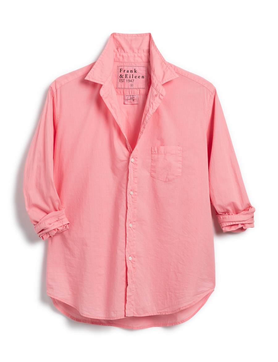 Flat front shot of Pink Frank & Eileen Eileen Relaxed Button-Up Shirt in Featherweight