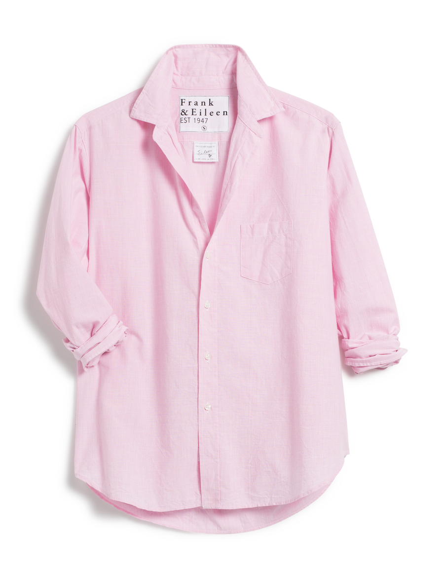Flat front shot of Pink Frank & Eileen Eileen Relaxed Button-Up Shirt in Casual Cotton