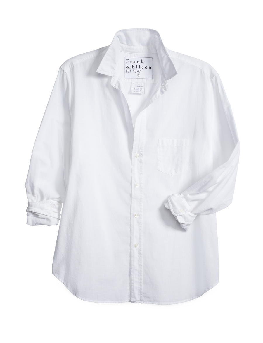 Flat front shot of White Frank & Eileen Eileen Relaxed Button-Up Shirt in Casual Cotton
