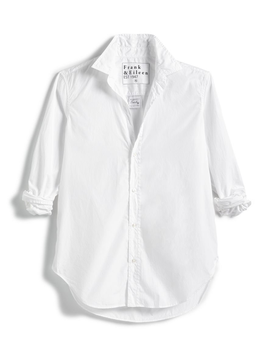 Flat front shot of White Frank & Eileen Frank Classic Button-Up Shirt in Superfine